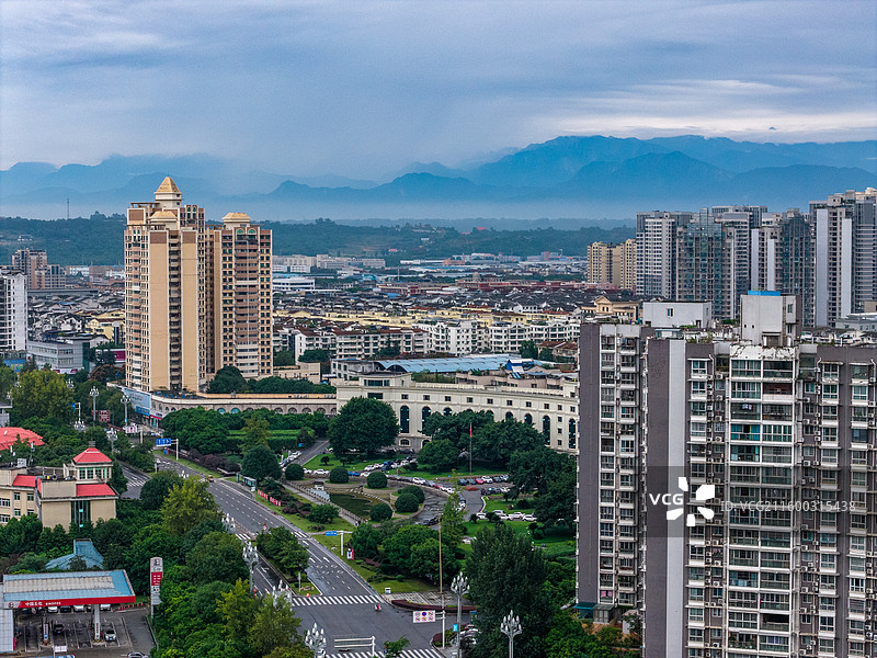 四川省绵阳市安州区城区周围航拍图片图片素材
