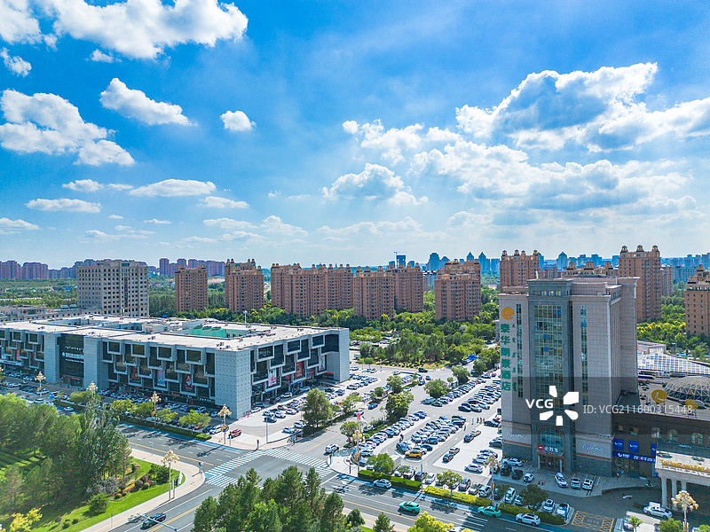 内蒙古鄂尔多斯康巴什城市风光航拍图片素材