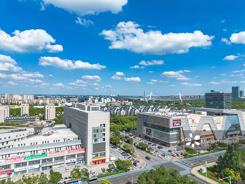 内蒙古鄂尔多斯康巴什城市风光航拍图片素材