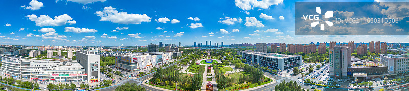 内蒙古鄂尔多斯康巴什城市风光全景航拍图片素材