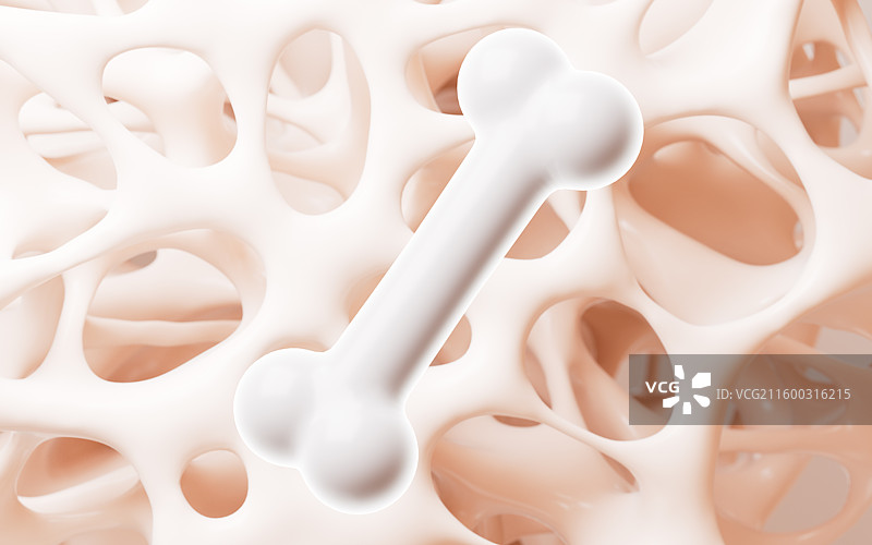 抽象多孔骨架和骨骼背景3D渲染图片素材