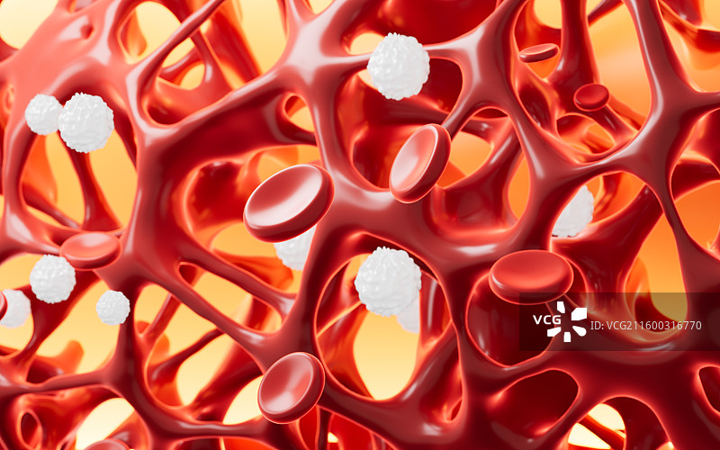 抽象多孔骨架和神经血管背景3D渲染图片素材