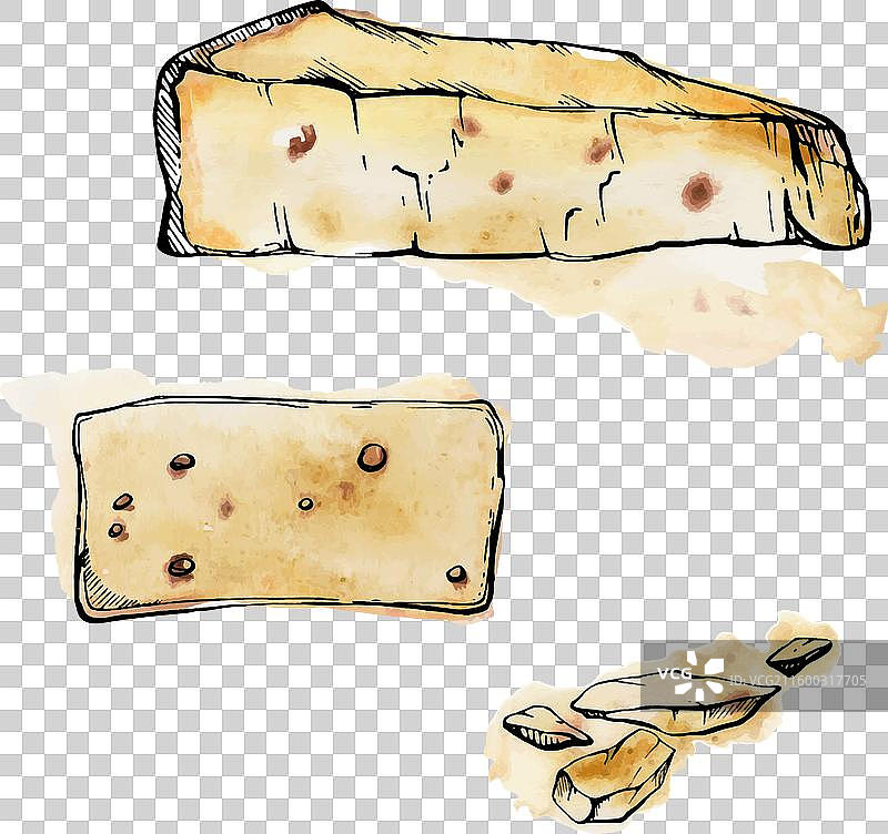 手绘水彩墨水帕玛森、埃门塔尔和埃丹奶酪图片素材