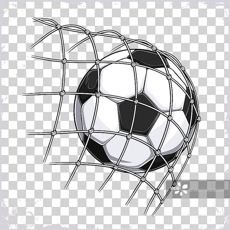 手绘的儿童足球，球进了球门图片素材