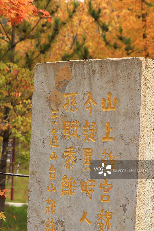 忻州五台山秋天风景枫叶图片素材