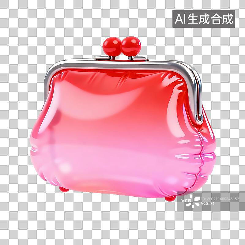 【AI数字艺术】3D卡通气球膨胀质感零钱包图片素材