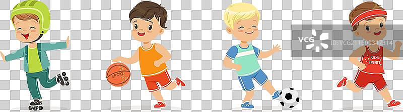 玩耍的孩子角色享受体育比赛的休闲时光图片素材