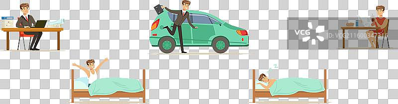 男人角色日常活动不同场景图片素材