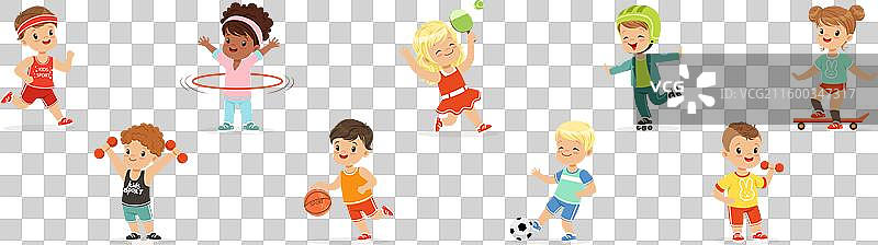 活泼好动的孩子角色，享受体育运动和休闲时光图片素材