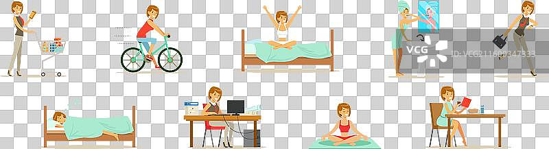 女性角色的日常活动图片素材