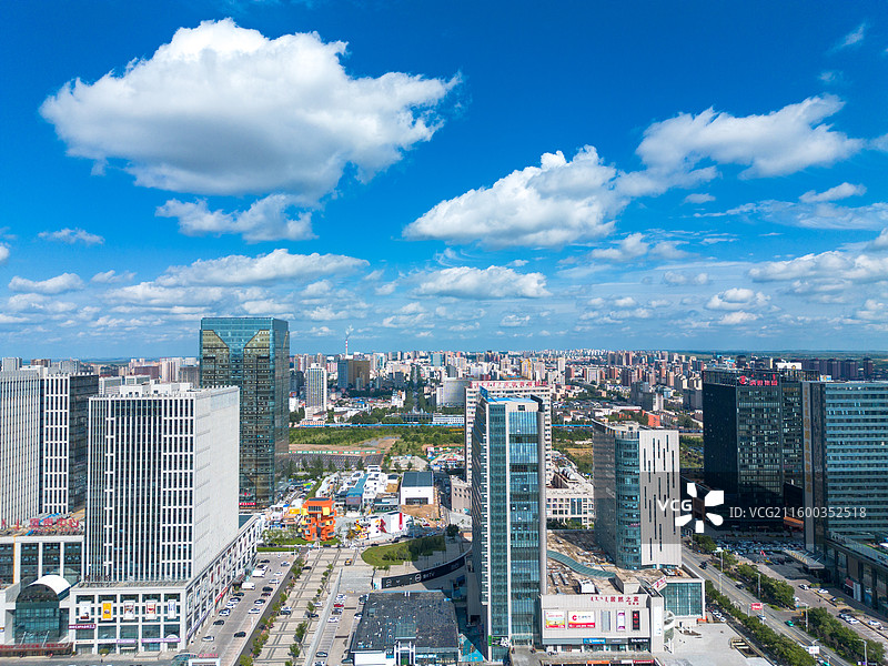 内蒙古鄂尔多斯东胜区城市风光航拍图片素材