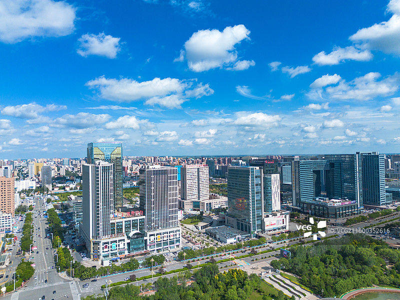 内蒙古鄂尔多斯东胜区城市风光航拍图片素材