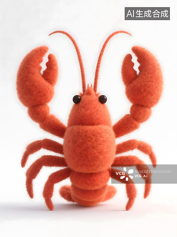 【AI数字艺术】AIGC：3D卡通毛毡风格龙虾图片素材