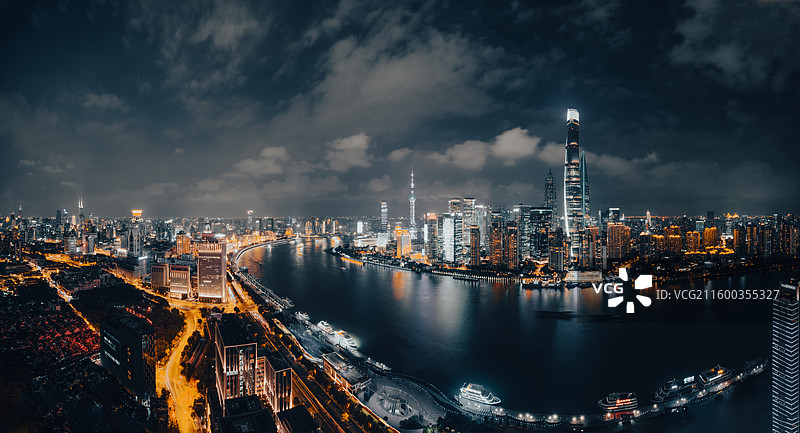 上海BFC外滩金融中心黄浦江陆家嘴御园城隍庙全景夜景图片素材