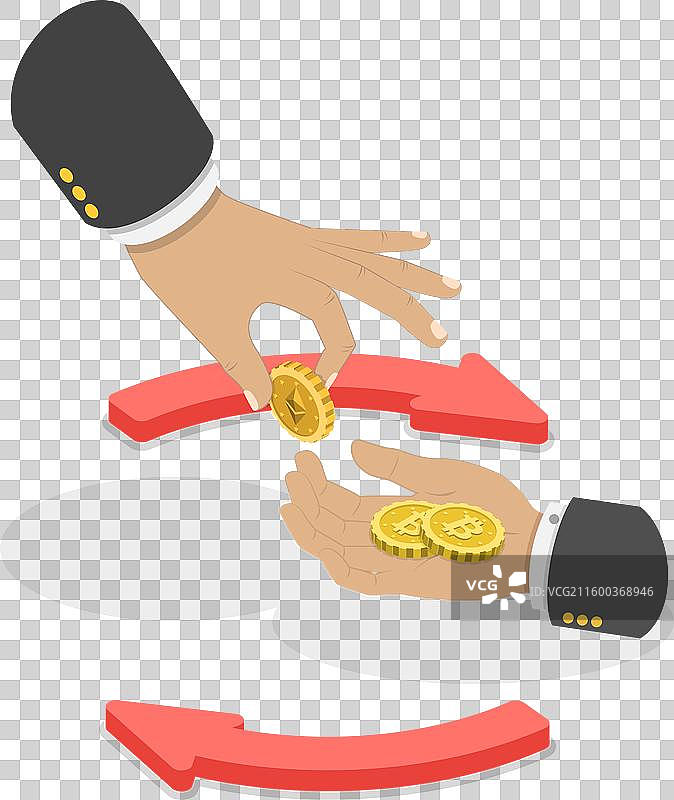 去中心化金融的 3D 等距平面图图片素材