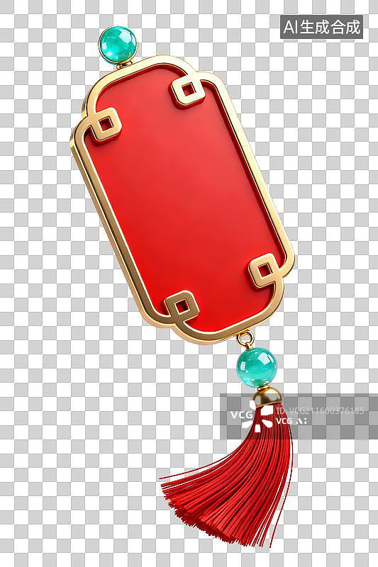 【AI数字艺术】3D年货节新年元素：中国风3D红金宝石中式结牌匾创意素材图片素材