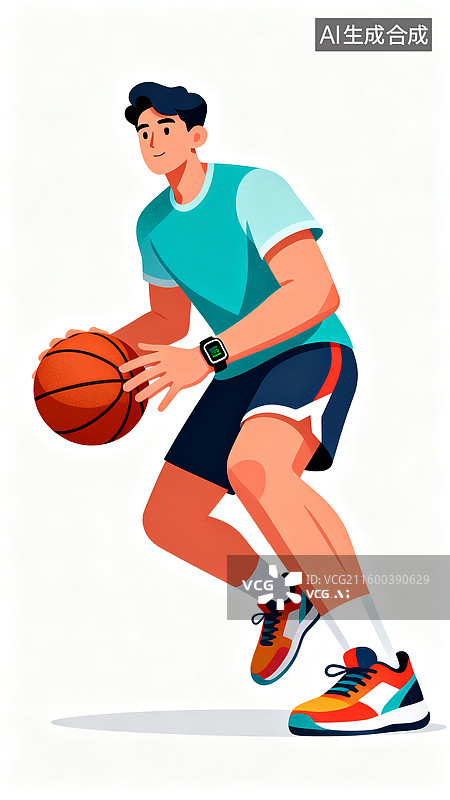 【AI数字艺术】3D卡通篮球运动员运球动态图片素材