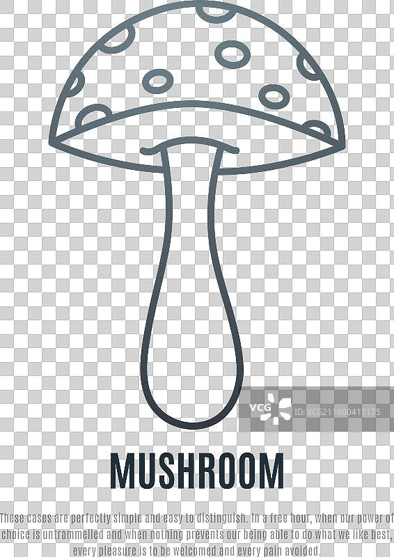 线性风格的毒蝇伞蘑菇图标素材图片素材