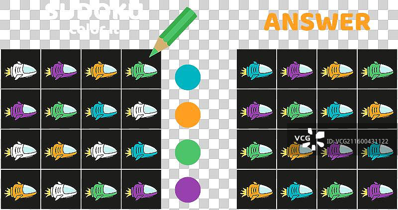 太空飞船填色数独图片素材