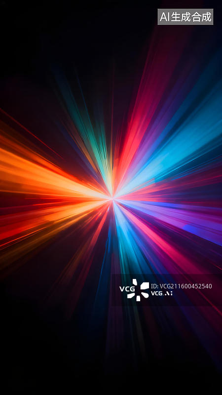 【AI数字艺术】彩色光束辐射图案图片素材