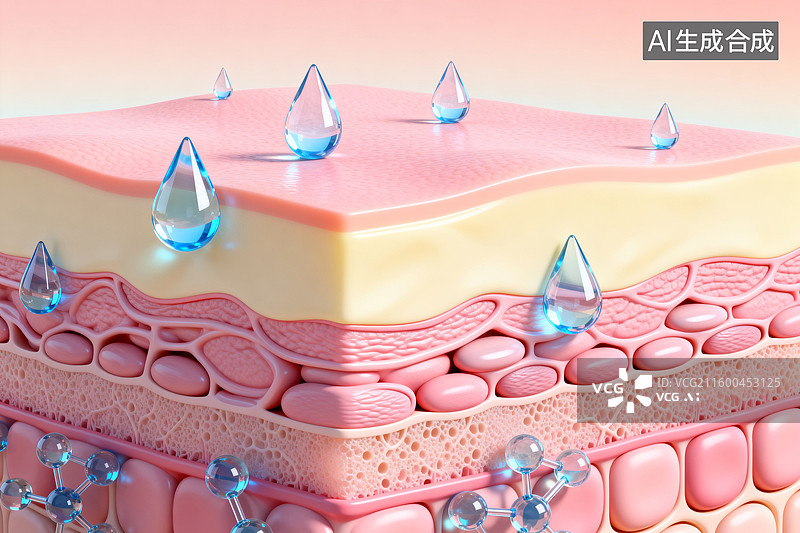【AI数字艺术】人体皮肤分层截面示意图图片素材