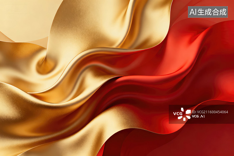 【AI数字艺术】华丽金红丝绸流畅纹理图片素材