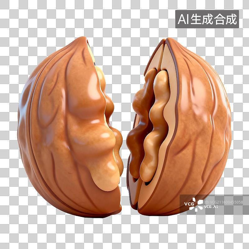 【AI数字艺术】开裂的核桃展示其内核图片素材