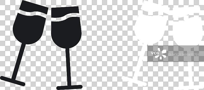 纯色风格的香槟酒杯图标集图片素材