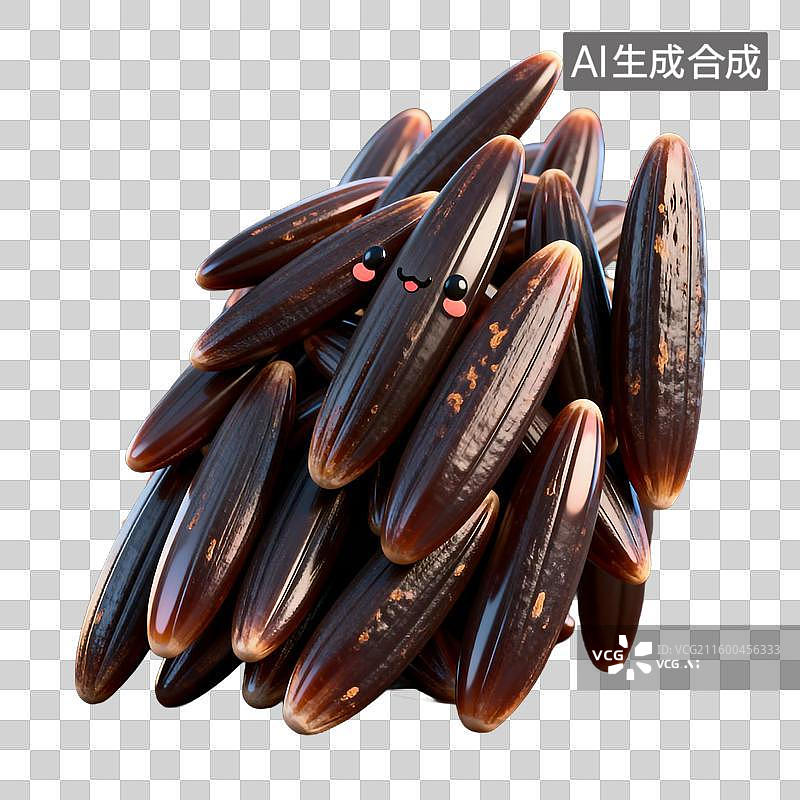 【AI数字艺术】带可爱表情的棕色米粒特写图片素材