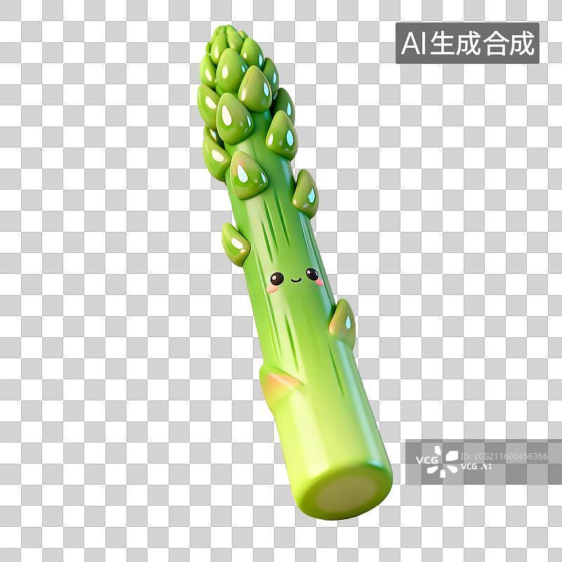 【AI数字艺术】可爱卡通风格的绿色芦笋图片素材