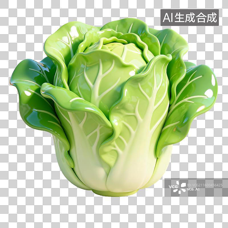 【AI数字艺术】一颗翠绿新鲜的大白菜图片素材