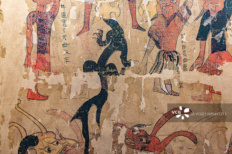 湖南省博物馆藏西汉马王堆三号墓出土帛画太一将行图（复制品）图片素材