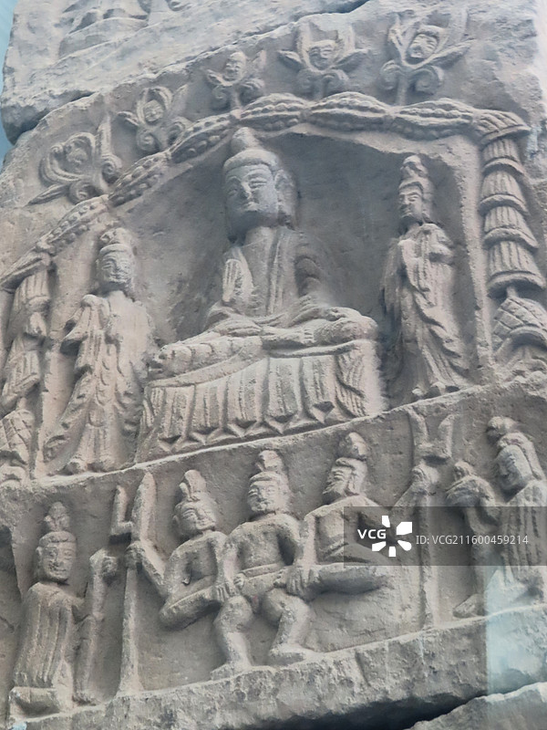 卜氏石造像塔（局部特写） 北魏 庄浪县博物馆藏 拍摄于甘肃省博物馆图片素材