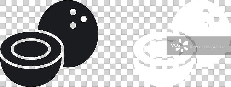 实心风格的椰子图标集图片素材