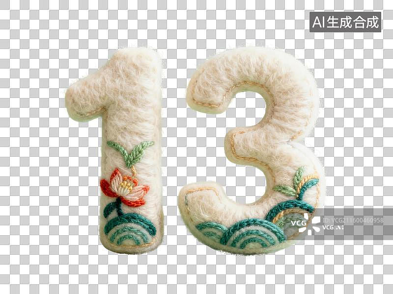 【AI数字艺术】3D毛毡数字13图片素材