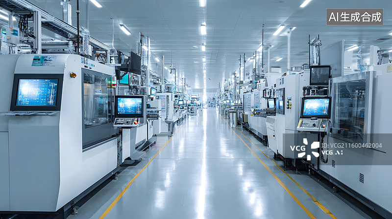 【AI数字艺术】高科技数控车床工厂车间图片素材