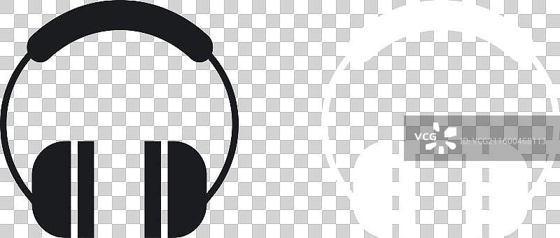 纯色风格的耳罩图标集图片素材