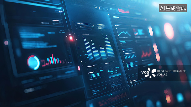 【AI数字艺术】数据监控界面显示图表图片素材