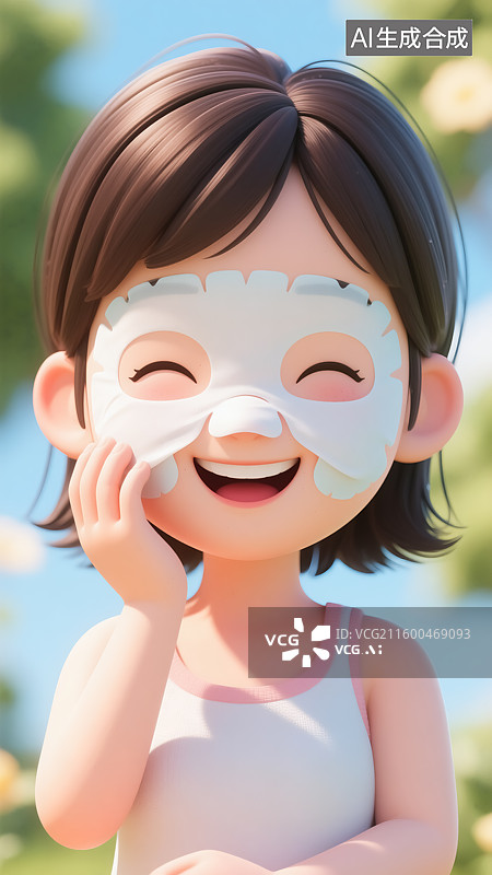 【AI数字艺术】敷面膜的女生插画图片素材