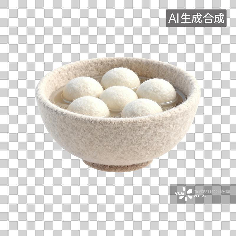 【AI数字艺术】碗中美味的白色汤圆特写图片素材