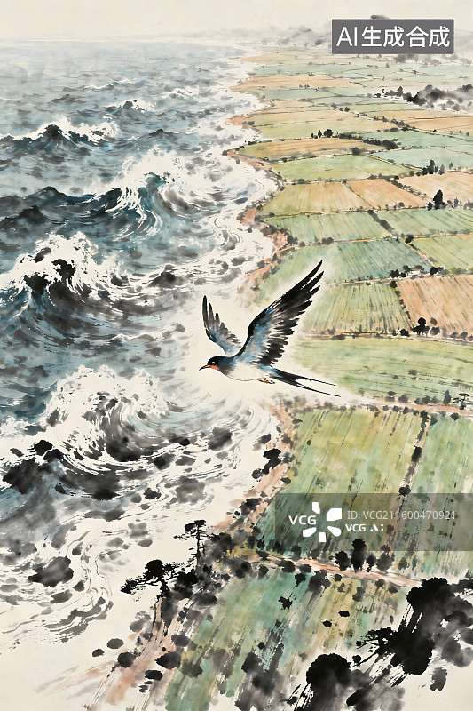 【AI数字艺术】中国古典神话传说，精卫填海，女娲补天，盘古开天，后羿射日，夸父追日图片素材