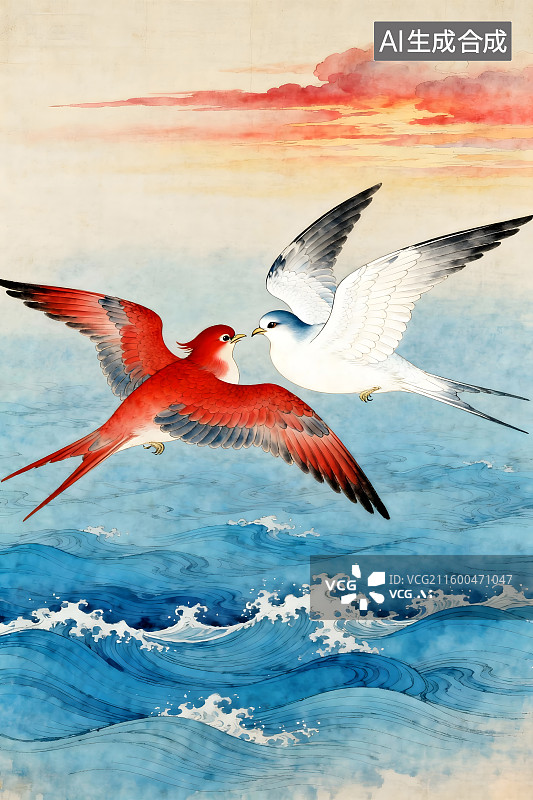 【AI数字艺术】中国古典神话传说，精卫填海，女娲补天，盘古开天，后羿射日，夸父追日图片素材