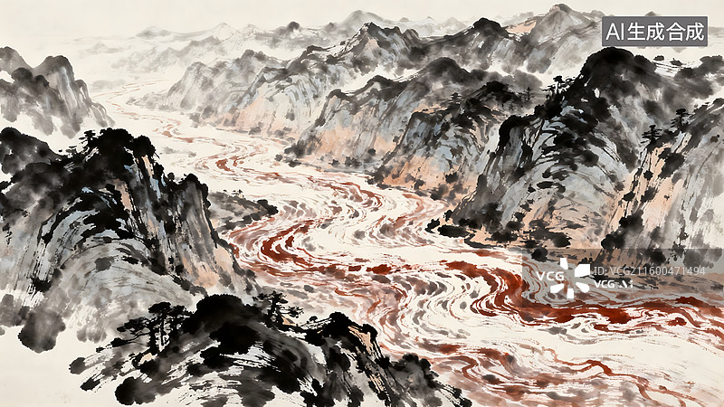 【AI数字艺术】中国古典神话传说，精卫填海，女娲补天，盘古开天，后羿射日，夸父追日图片素材