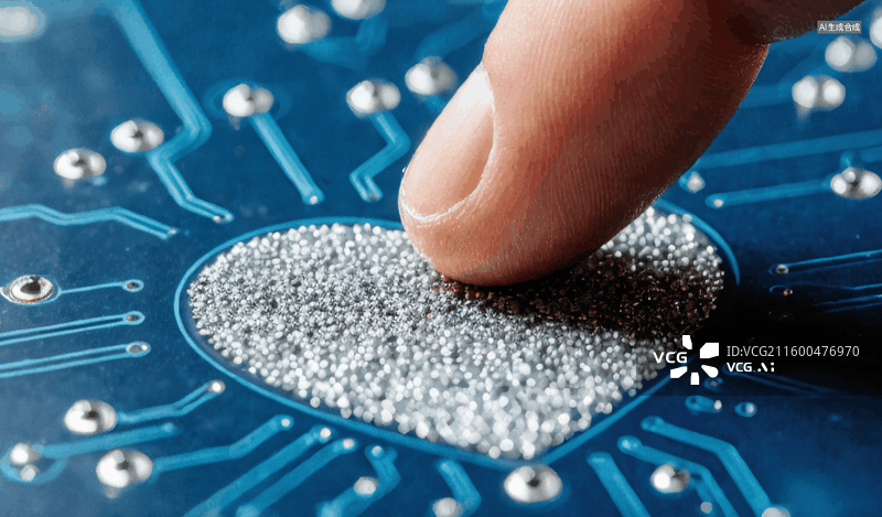 【AI数字艺术】指尖触碰电路心形图片素材