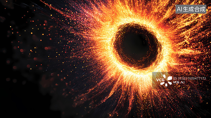 【AI数字艺术】能量爆发的火焰之环图片素材