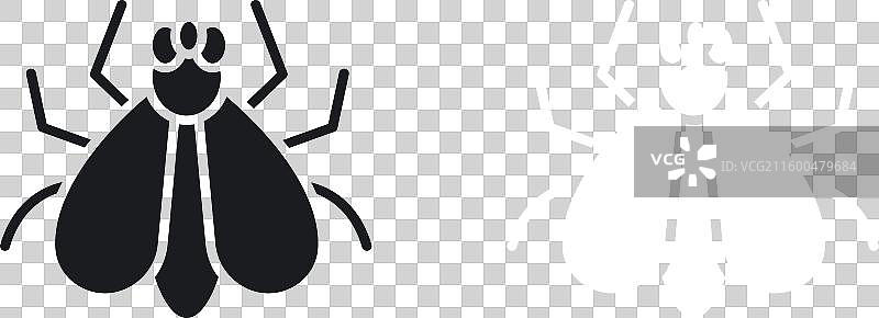 纯色风格的苍蝇昆虫图标集图片素材