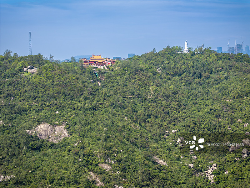 中国澳门路环岛，路环山顶公园、澳门天后宫和妈祖圣像图片素材