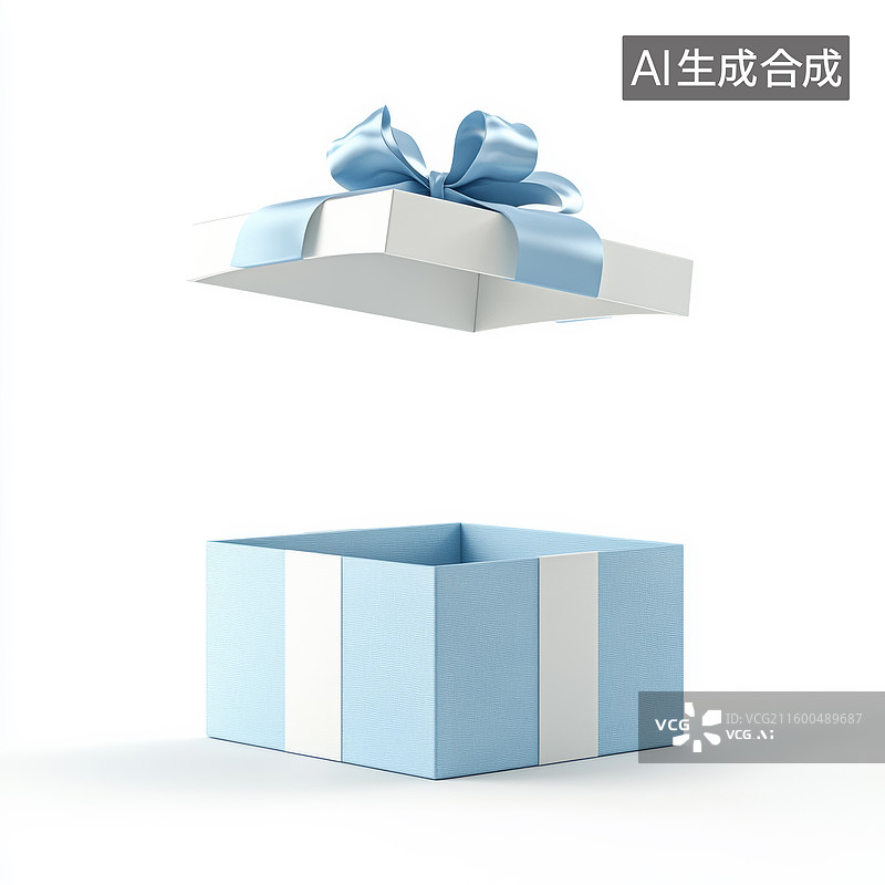 【AI数字艺术】打开的蓝色礼盒图片素材