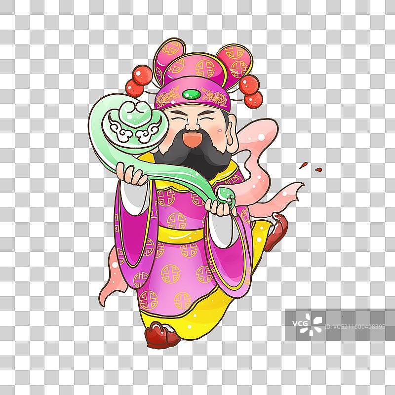 五路财神卡通国潮手绘插画图片素材