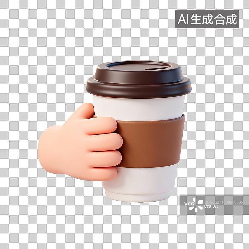 【AI数字艺术】手持咖啡杯的卡通手图片素材